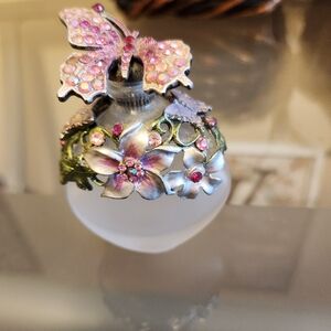 Decorative Perfume Bottle with Pink Butterfly Like New